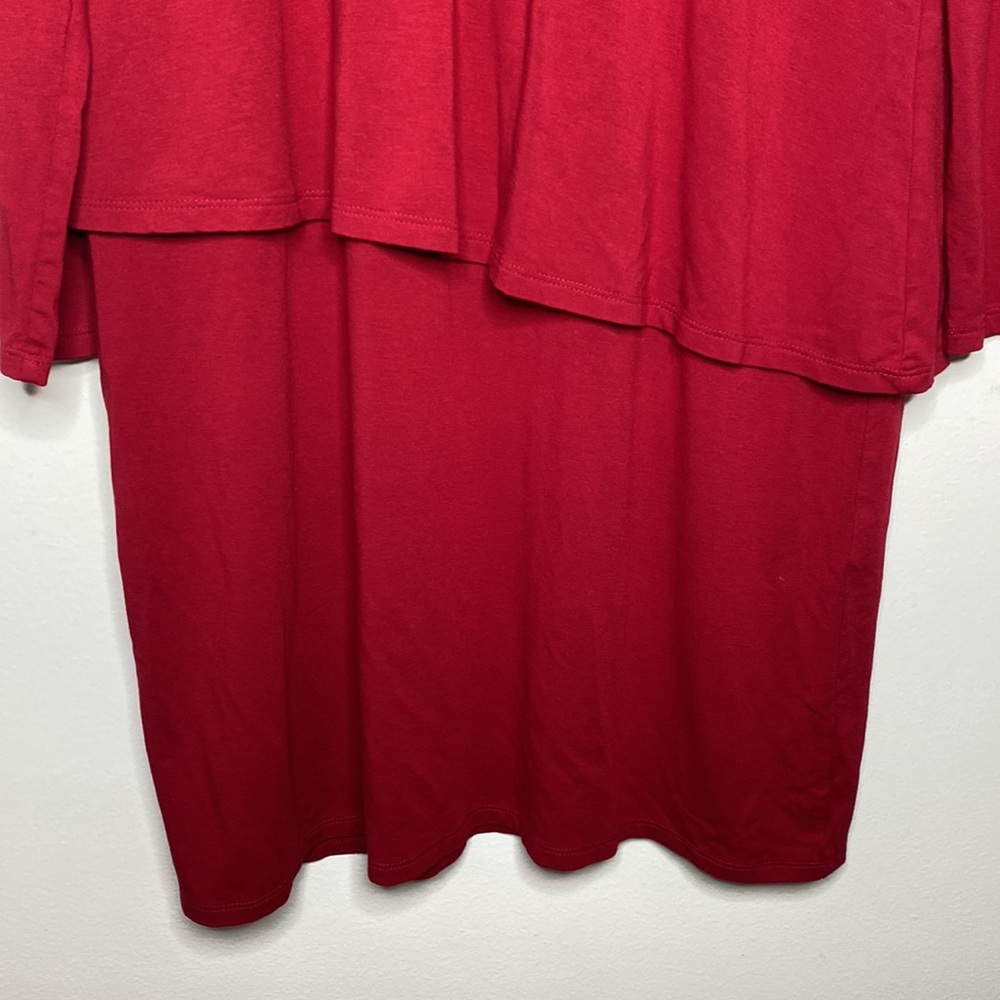 J Jill Wearever collection red stretch jersey knit tiered long sleeve dress XS - Picture 6 of 9